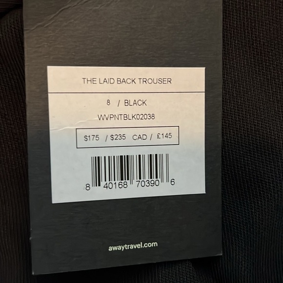 Away Travel The Laid Back Wool Blend Stretch Trouser in Black NWT! - Picture 9 of 14